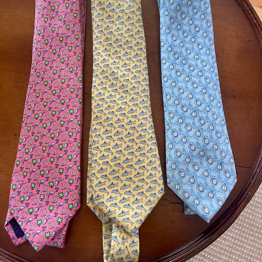 Vineyard Vines Vintage Narrow Silk Ties Lot of 3